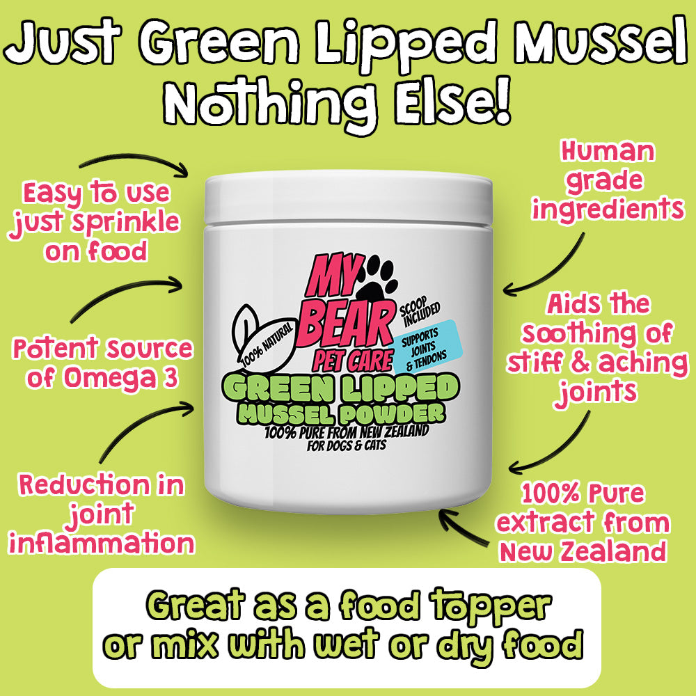 GREEN LIPPED MUSSEL JOINT CARE MOBILITY & FLEXIBILITY SUPPLEMENT 100% PURE NEW ZEALAND FOOD TOPPER HUMAN GRADE