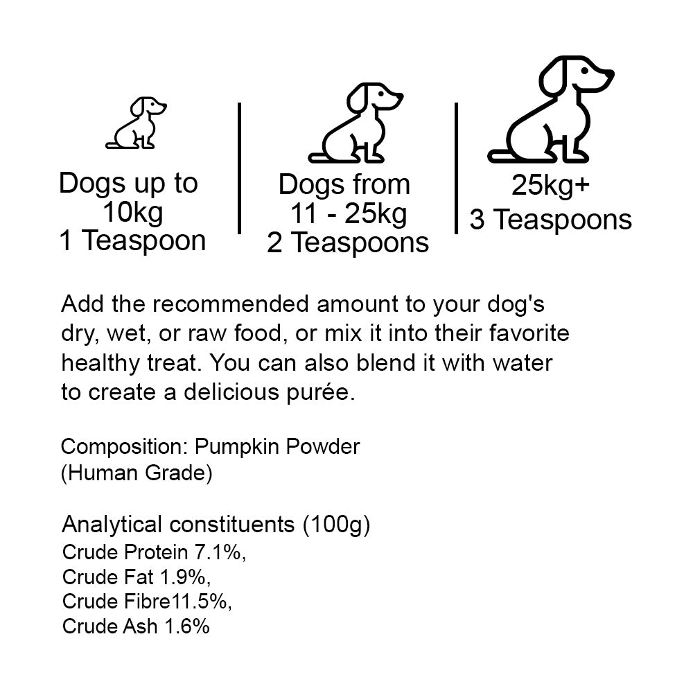 PUMPKIN POWDER PUREE 100% NATURAL FOR DOGS DOG FOOD TOPPER AIDS DIGESTION 250g HUMAN GRADE