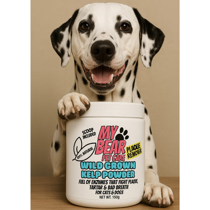 PLAQUE & TARTAR REMOVER CARE FOR DOGS & CATS- 100% NATURAL GROUND KELP FOR DENTAL HEALTH POWDER FOOD TOPPER HUMAN GRADE