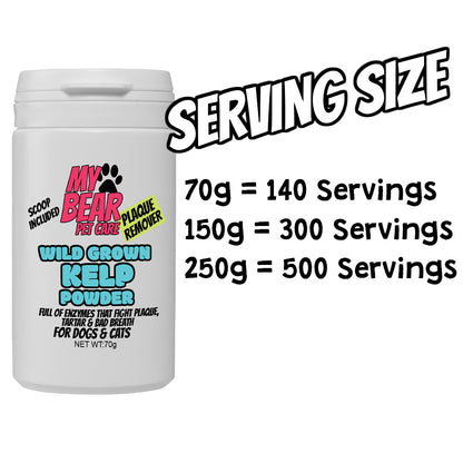 PLAQUE & TARTAR REMOVER CARE FOR DOGS & CATS- 100% NATURAL GROUND KELP FOR DENTAL HEALTH POWDER FOOD TOPPER HUMAN GRADE