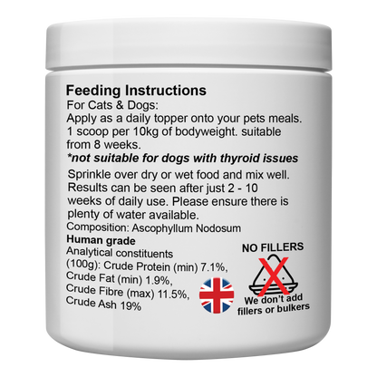 PLAQUE & TARTAR REMOVER CARE FOR DOGS & CATS- 100% NATURAL GROUND KELP FOR DENTAL HEALTH POWDER FOOD TOPPER HUMAN GRADE