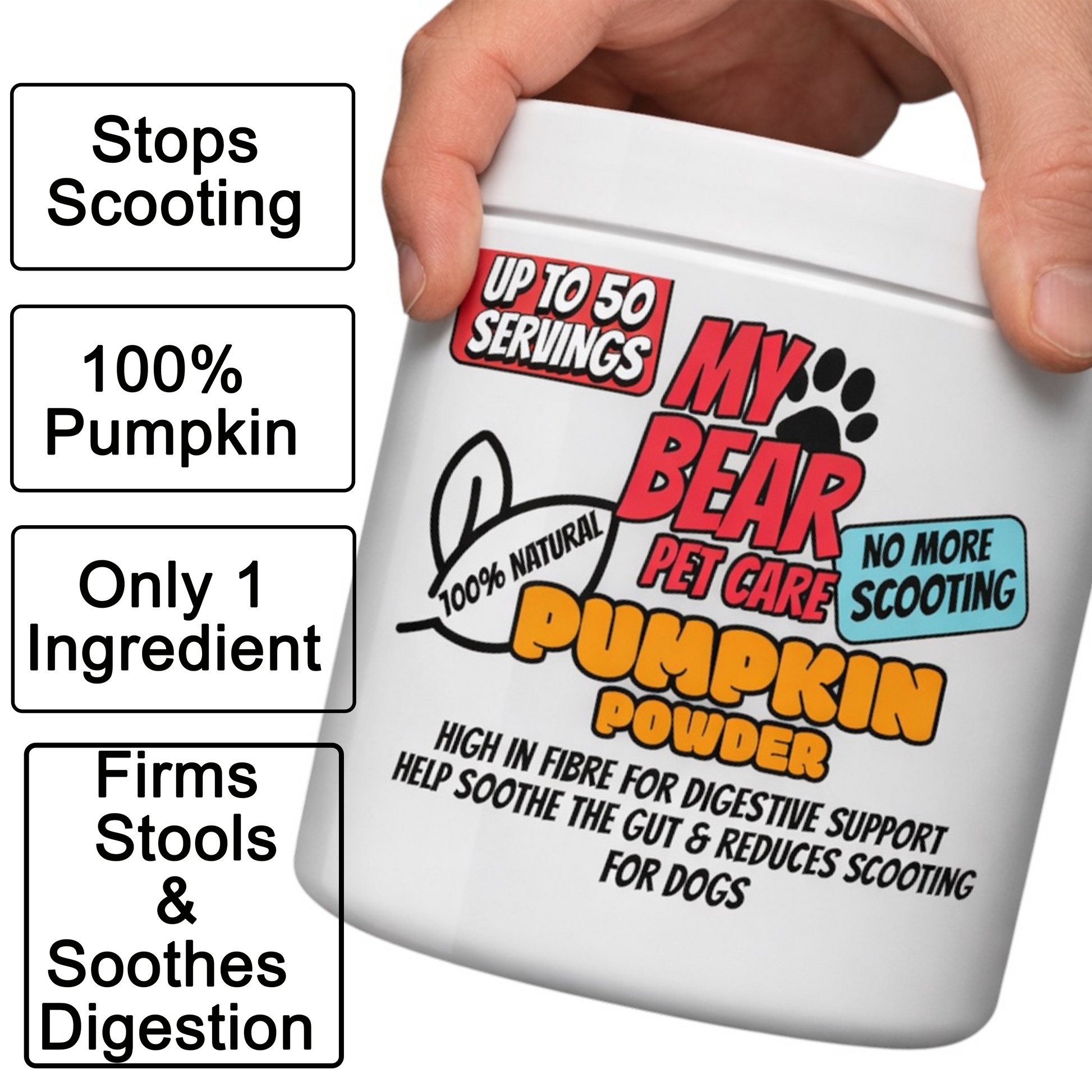 Pumpkin powder for dogs – 100% natural digestive & anal gland support 250g - My Bear Pet Care