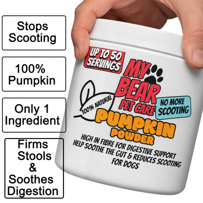 Pumpkin powder for dogs – 100% natural digestive & anal gland support 250g - My Bear Pet Care