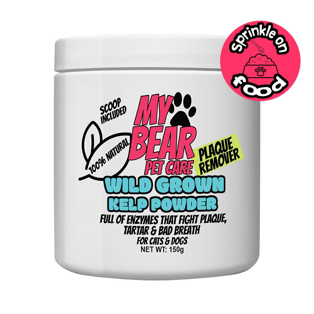 PLAQUE & TARTAR REMOVER CARE FOR DOGS & CATS- 100% NATURAL GROUND KELP FOR DENTAL HEALTH POWDER FOOD TOPPER HUMAN GRADE