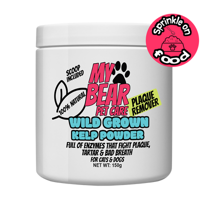 PLAQUE & TARTAR REMOVER CARE FOR DOGS & CATS- 100% NATURAL GROUND KELP FOR DENTAL HEALTH POWDER FOOD TOPPER HUMAN GRADE