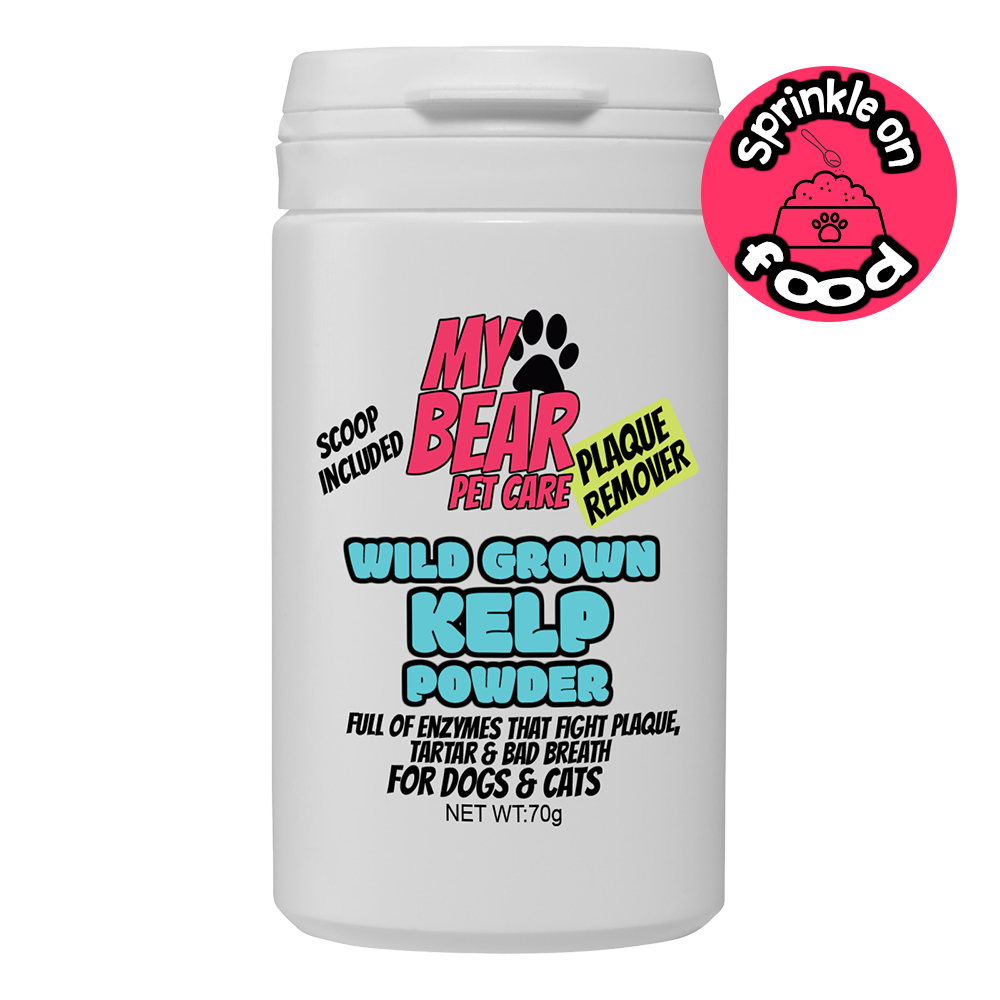 PLAQUE & TARTAR REMOVER CARE FOR DOGS & CATS- 100% NATURAL GROUND KELP FOR DENTAL HEALTH POWDER FOOD TOPPER HUMAN GRADE