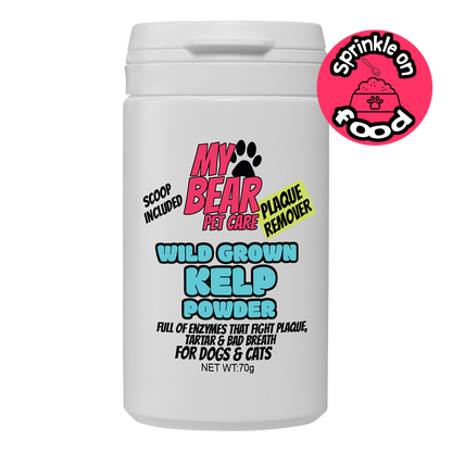 PLAQUE & TARTAR REMOVER CARE FOR DOGS & CATS- 100% NATURAL GROUND KELP FOR DENTAL HEALTH POWDER FOOD TOPPER HUMAN GRADE