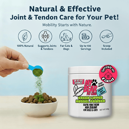Green lipped mussel powder joint supplement for dogs & cats – 100% pure, rich in omega - 3s, New Zealand sourced