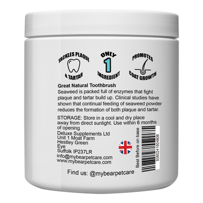 PLAQUE & TARTAR REMOVER CARE FOR DOGS & CATS- 100% NATURAL GROUND KELP FOR DENTAL HEALTH POWDER FOOD TOPPER HUMAN GRADE