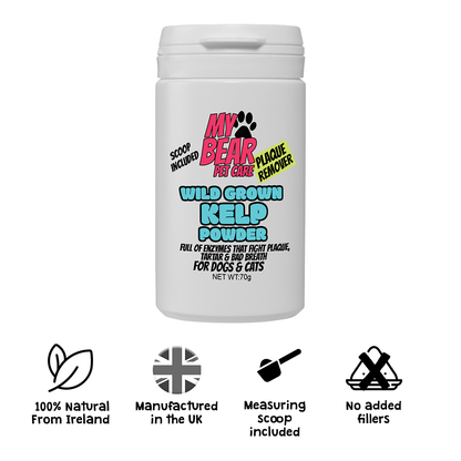 PLAQUE & TARTAR REMOVER CARE FOR DOGS & CATS- 100% NATURAL GROUND KELP FOR DENTAL HEALTH POWDER FOOD TOPPER HUMAN GRADE