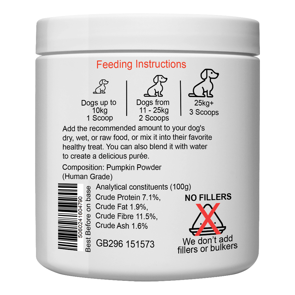 Pumpkin powder for dogs – 100% natural digestive & anal gland support 250g - My Bear Pet Care